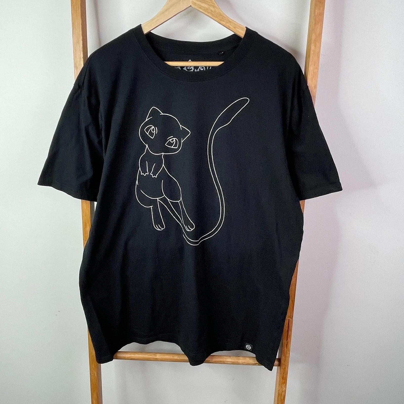 Pokemon Shirt Mens Extra Large Black Mew Graphic Print Anime Short Sleeve Crew M