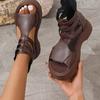 2026 Stivali Estivi Taglie Forti Stile Europeo e Americano Stivaletti Donna Tacco Basso Fibbia con Cinturino Scarpe a Suola Spessa