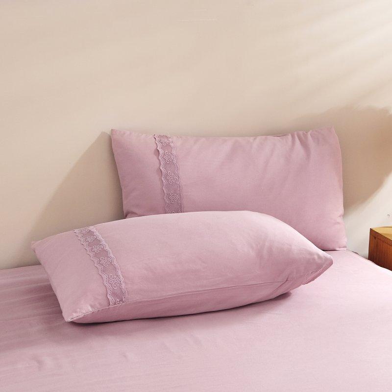 3pcs Double-Layer Lace Edge Sanded Solid Color Light Luxury Gray Bed Skirt Three-Piece Set 1Ps Bed Skirt + 2pcs Pillowcase