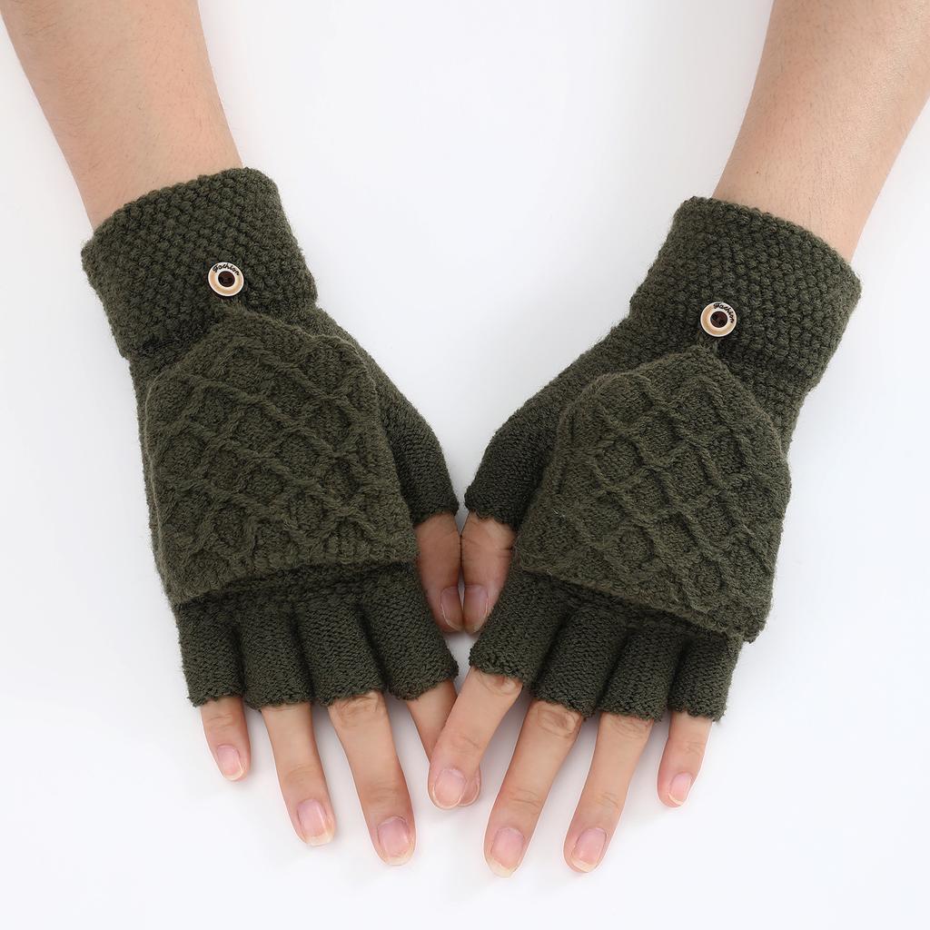 New Autumn and Winter Styles of Men's and Women's Woolen Short Sleeve Sleeves Fingerless Gloves Warm Fashionable and Trendy Half Finger Gloves