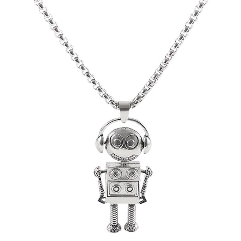 Cartoon Music Robot Pendant Necklace for Men & Women - Trendy Hip-Hop Style, Perfect for Autumn and Winter Long Sweater Chains.