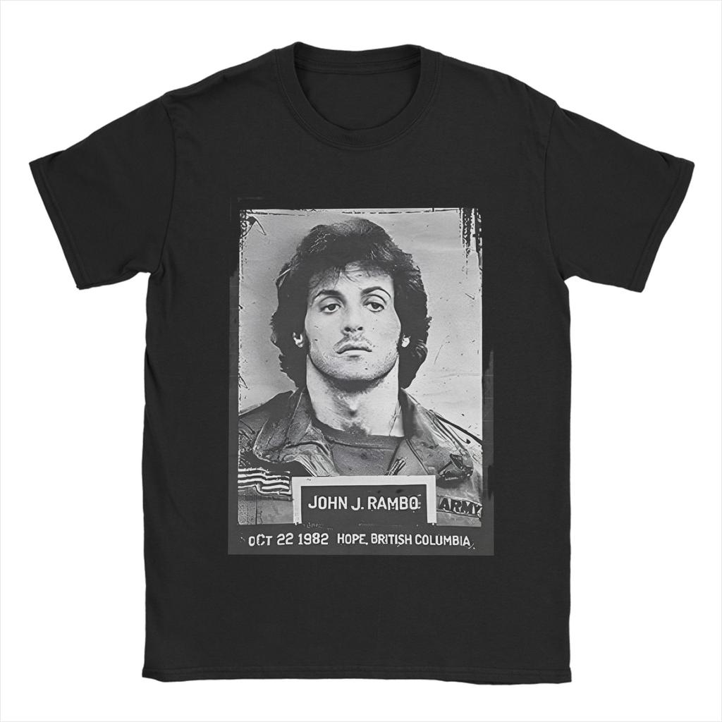 John Rambos Theme T Shirts for Unisex Pure Cotton Vintage TShirts Crewneck Tee Shirt Short Sleeve Clothing New Arrival