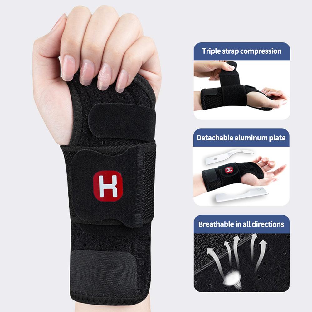Comfortable and breathable double-support wrist compression brace, adjustable size to stabilize wrist joints, suitable for both