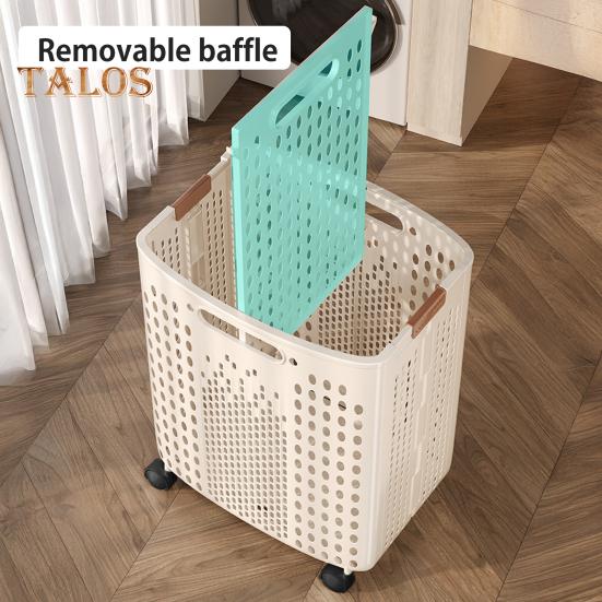 Koš na prádlo s kolečky, velkokapacitní skládací design, úložný koš na kolečka s rukojetí