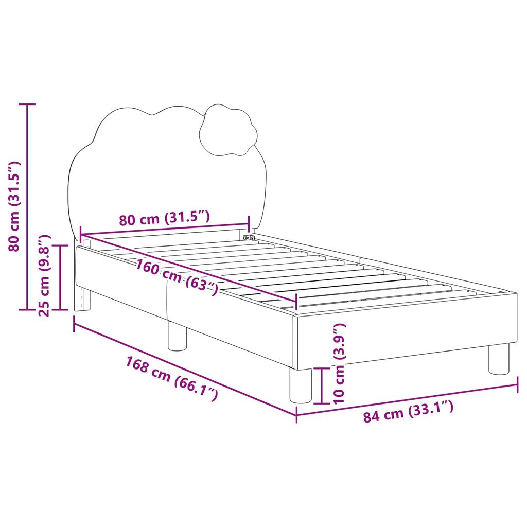 Children S Bed Frame with Headboard Blue 80 X 160 Cm PU Leather