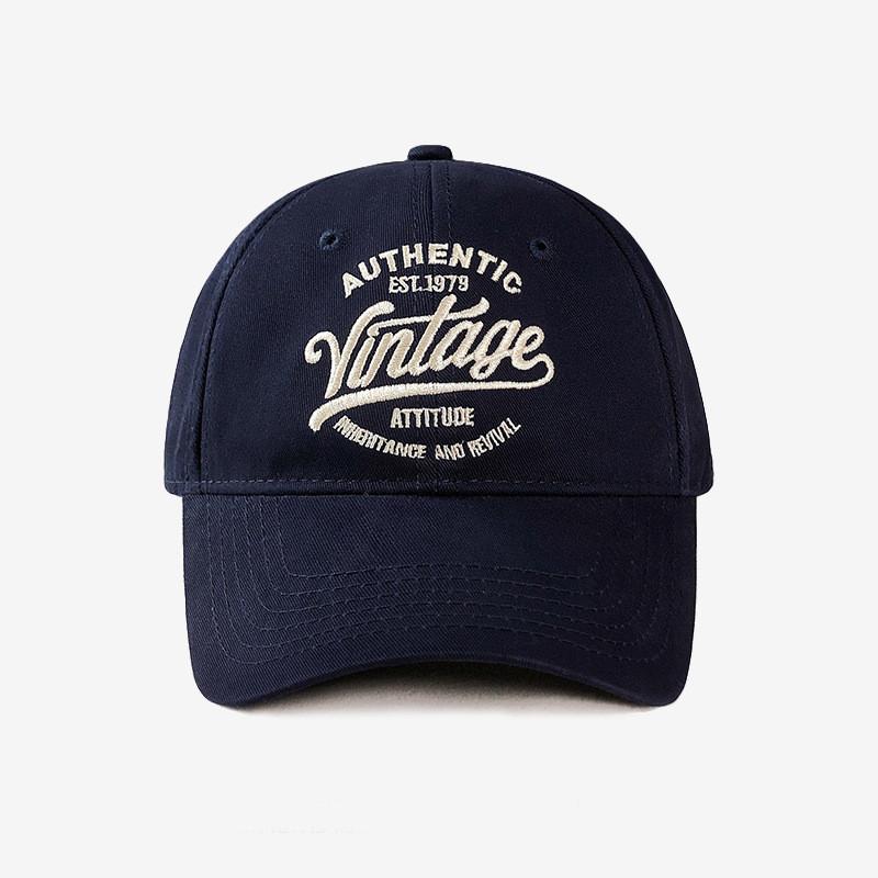 

Retro Hiphop Letter Embroidered Baseball Cap With Wide Brim For Street Style Fans Темно-синій