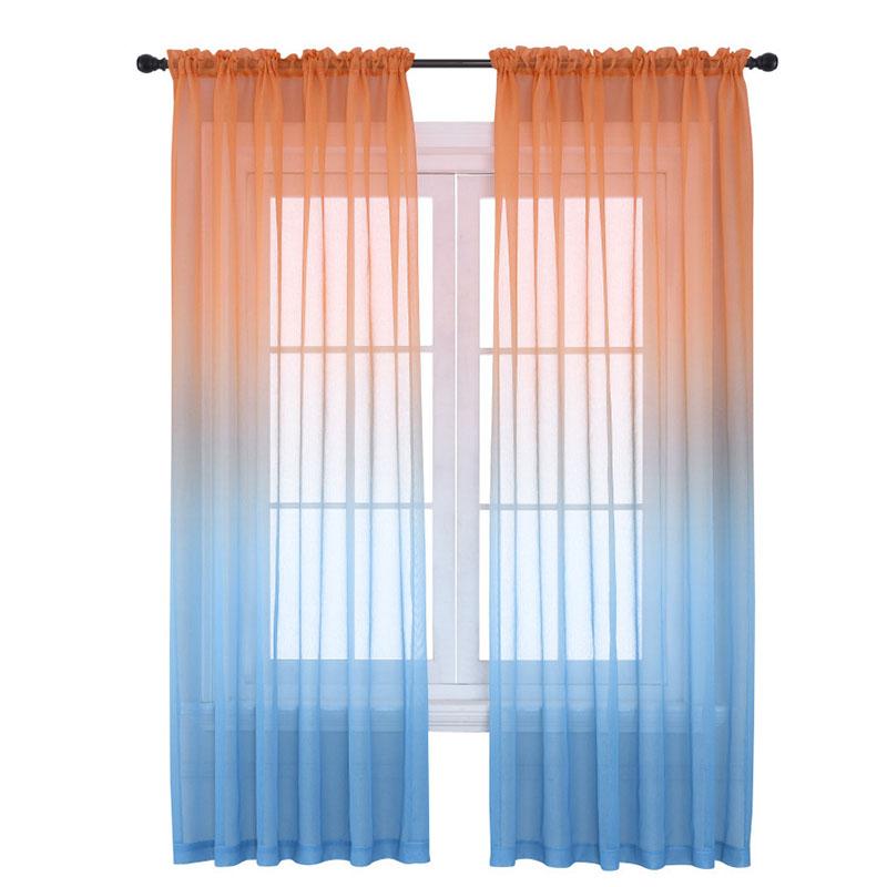 Modern Gradient Tulle Window Curtains For Living Room Organza Yarn Sheer Voile Curtain For Bedroom Kitchen Drape Decor New