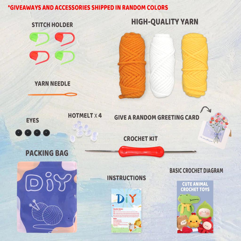 1pcs, Duck Coasters Crochet Set for Beginners, Starter Kit with Step-by-Step Video Tutorials, DIY Knitting Craft Supplies Gift