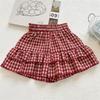 Girls Summer Off White Red Polka Dot Bow Sleeveless Top And Red White Plaid Tiered Skirt Two Piece Set