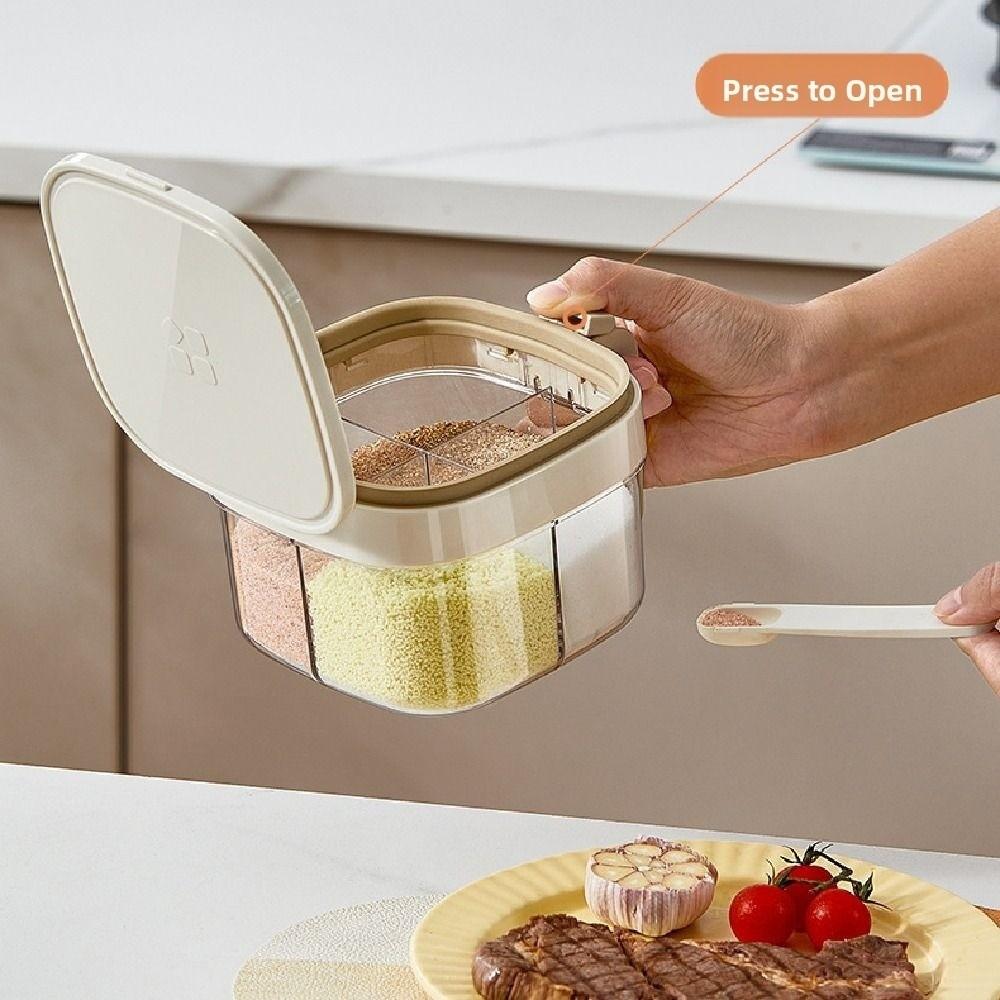 Glass Sealed Seasoning Jar Push-type Condiment Storage Container  Home Cooking