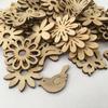 50Pcs Christmas Tree Wood Ornaments Cartoon Card DIY Party Decoration Santa Claus Snowflake Home Craft Supplies
