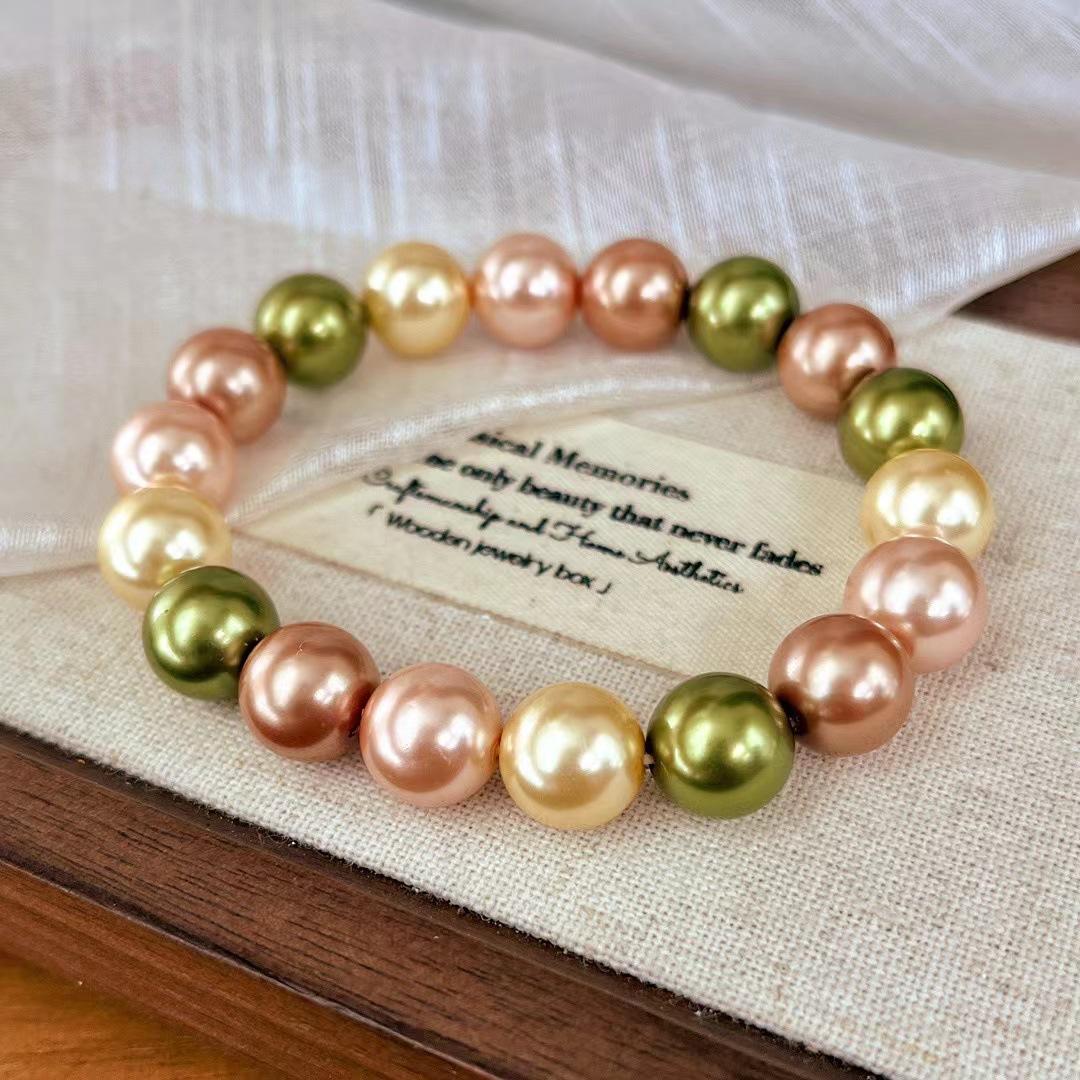 Vintage Mixed Color Maillard Wind Bead Pearl Bracelet Atmosphere Beaded Bracelet
