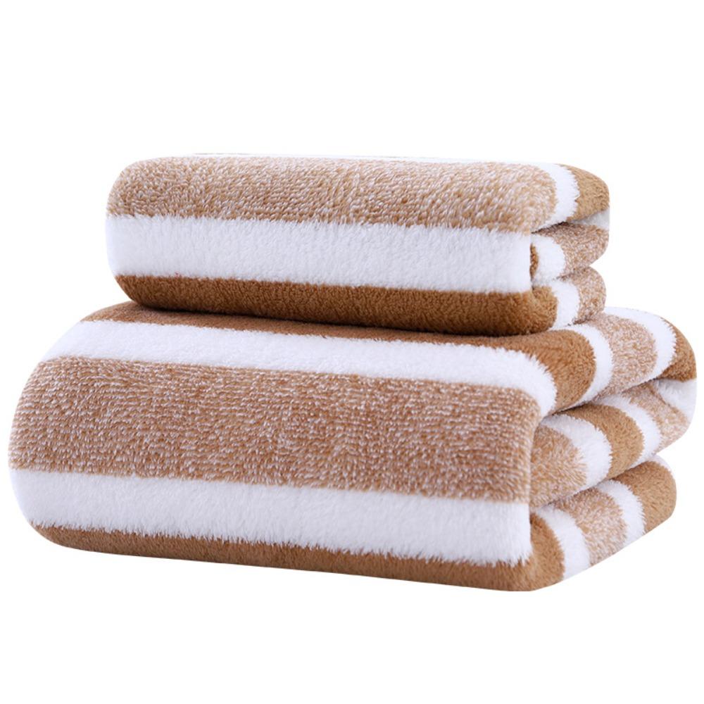 1 Pc Stripe Thickened Absorbent Soft Bath Towel for Home