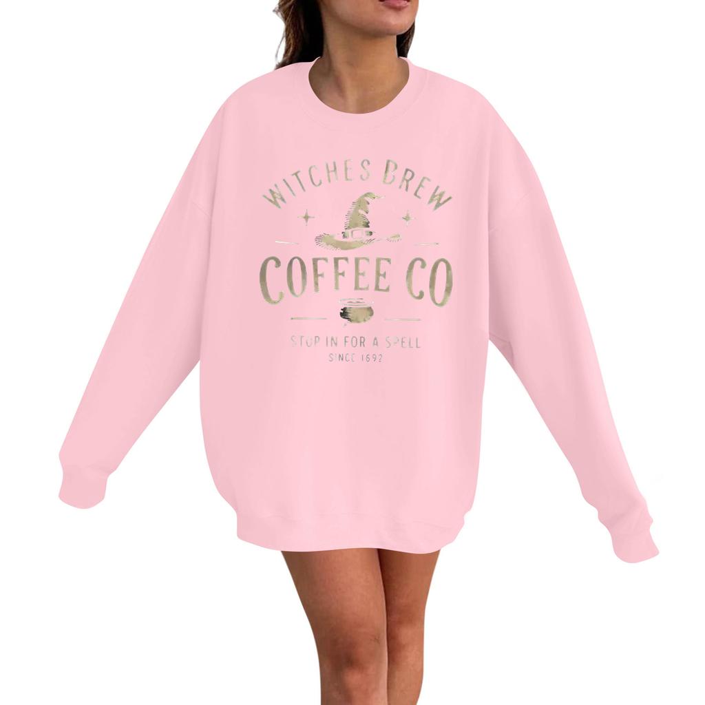 Women's Casual Fashion Long Sleeve Halloween Print Pullover Round Neck Sweatshirt