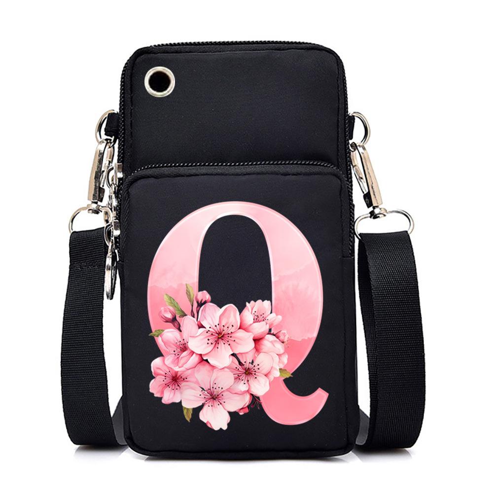 2024 Mobile Phone Bag Women's Messenger Bag New Alphabet Letter Printing Black Shoulder Bag Change Bag