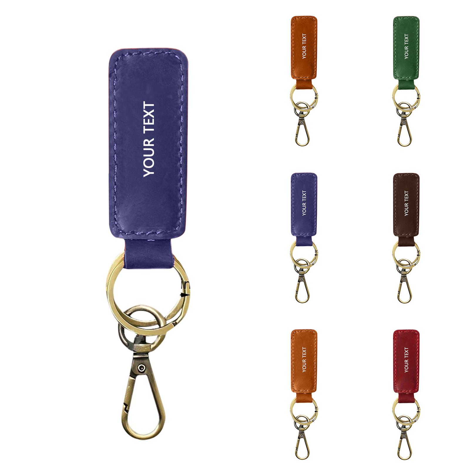 

Customization -Leather Keychain, Minimalist Leather Car Keychain One Size синій