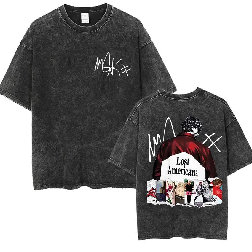 Vintage Machine Gun Kelly MGK Lost Americana Tour 2025-2026 Washed Unisex T-Shirt Man's Hip Hop Short Sleeve T-shirts St 2512