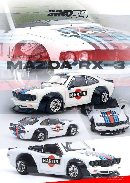 Inno Models 1/64 Scale Mazda SAVANNA RX3 MARTINI Finished Product RX3-MTN