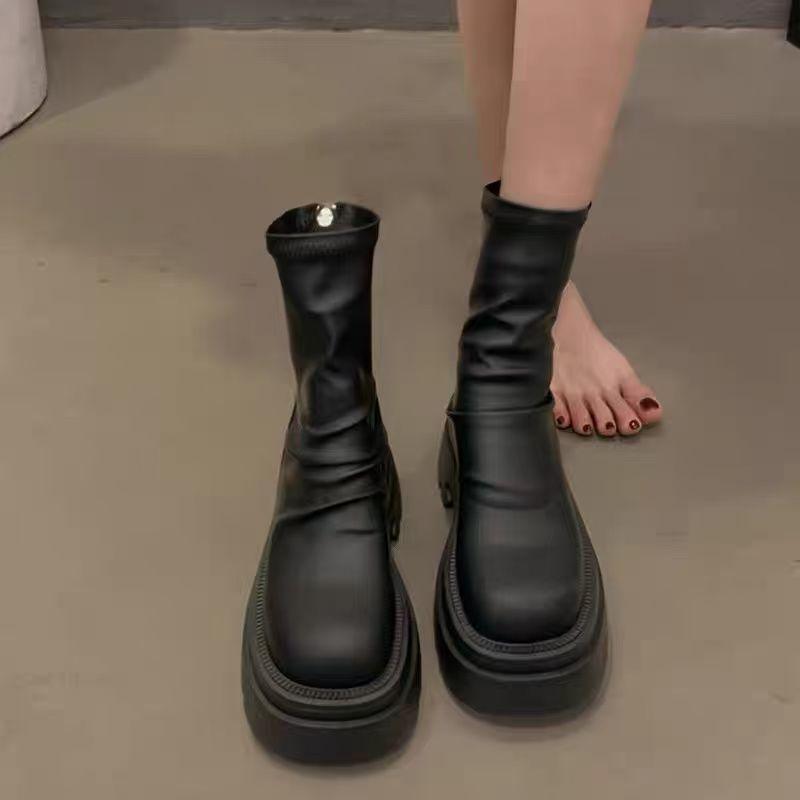 Women's Slimming Chunky Heel Martin Boots - Versatile Autumn Fashion