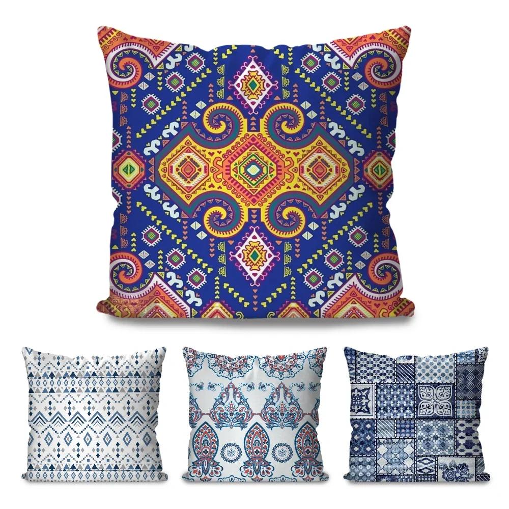 1 Stück Böhmische Blumenmuster Kissenbezug Quadratisches Kissen Schlafzimmer Sofa Freizeit Komfort Kissen Auto Wohnzimmer Heimdekoration 40X40