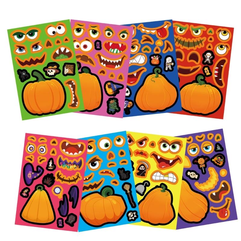 24pcs Creative Halloween Pumpkins Stickers For Tablets Phone Laptop Decoration Reusable PVC Safe For Kids DIY Project