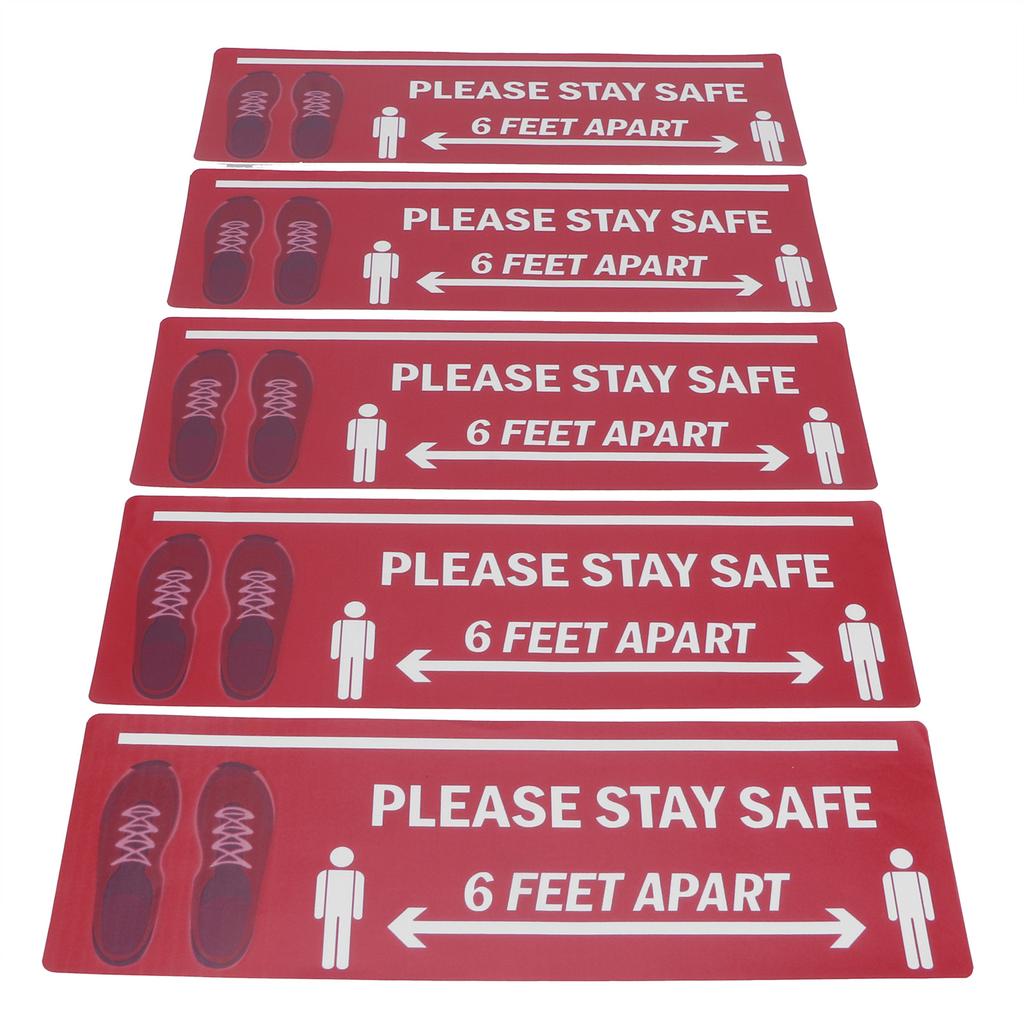 2Set Floor Sticker Safety Distance Sign Marker Warning Decal for Store Hospital SchoolB006