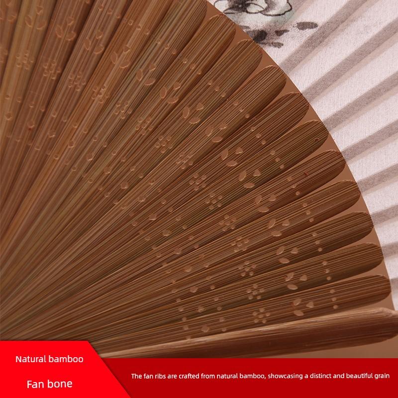 Xunjinji Lady Silk Face Flower Folding Fan Gift Chinese Characteristic Classical Bamboo Products Craft Fan