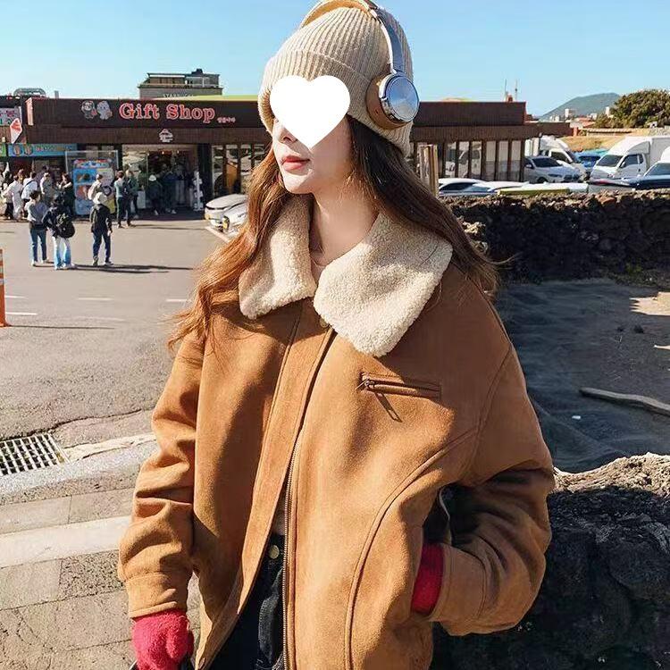 Maillard Women s Winter Retro Faux Suede Collar Down Cotton Jacket Small