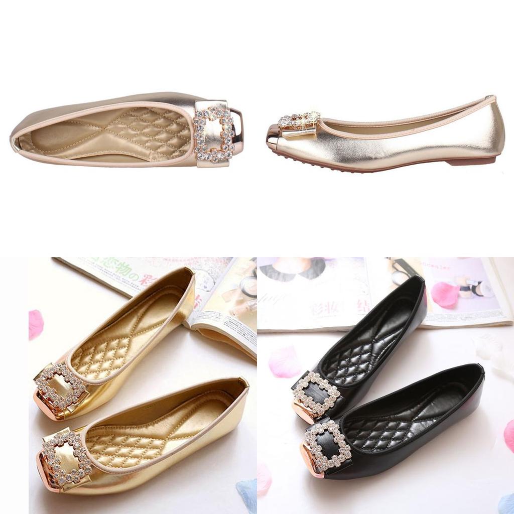 Elegant Rhinestone Soft Leather Women's Flats Shoes For Effortless Casual Style