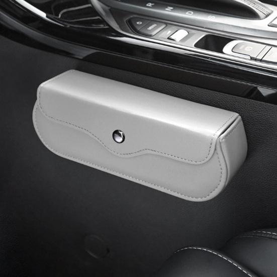 Car Storage Box with Magnetic Snap Closure Organizer Anti-Falling Hook And Loop Installation Container for Sun Visor or Seat Back