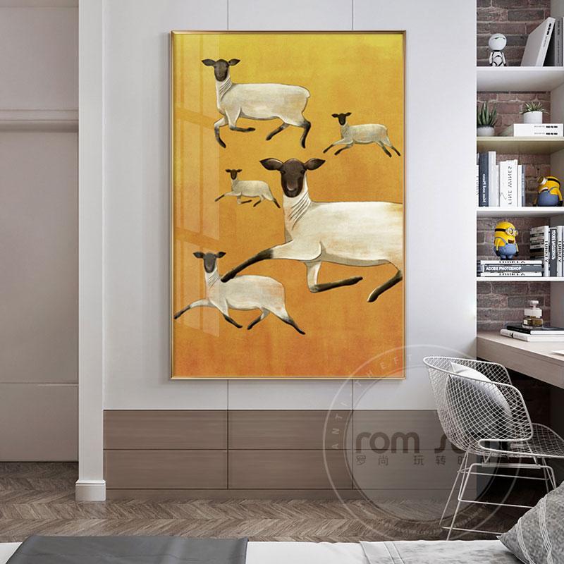 Modern Abstract Antelope Sheep Wall Art Canvas Painting Nordic Posters And Prints Wall Pictures For Living Room Home Decor