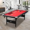 Billiards Table, 7 ft Pool Table, Portable Foldable Space-Saving Table, Billiard Table Set Includes Balls, Cues, Chalks and Brush, Black with Red