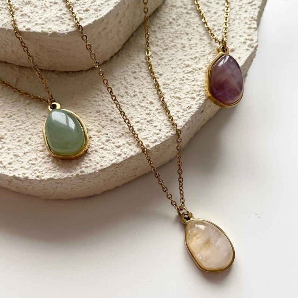 Plated 18K Gold Titanium Steel Necklace Casual Gold Collarbone Chain  Jewelry