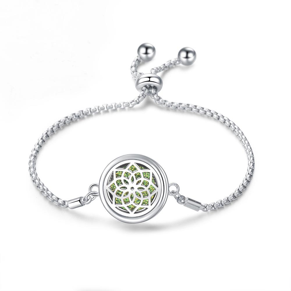 Edelstahl Lebensbaum Aromatherapie Armband - Verstellbar, Öffnungsbares Magnetdesign für ätherische Öle