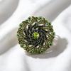 Vintage Antique Bronze Brooch Sparkling Green Rhinestone Floral Design For Wedding Evening Party Daily Outfits Decoration