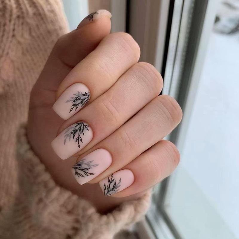 24Pcs Colorful 3D Flower Press On Nails Mid Length Ballet Square False Nails Fashion Wearable Manicure Tips
