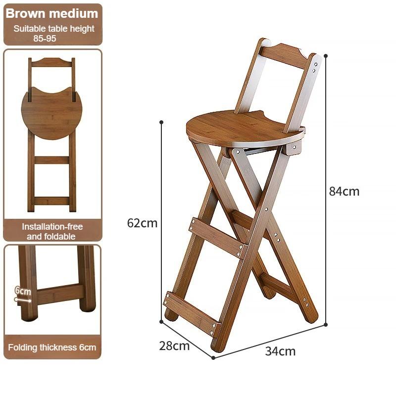 Bamboo Small Dining Chair  Foldable Art Stool Multi-Functional Bar Chair  Simple and Stable High Foot Stool