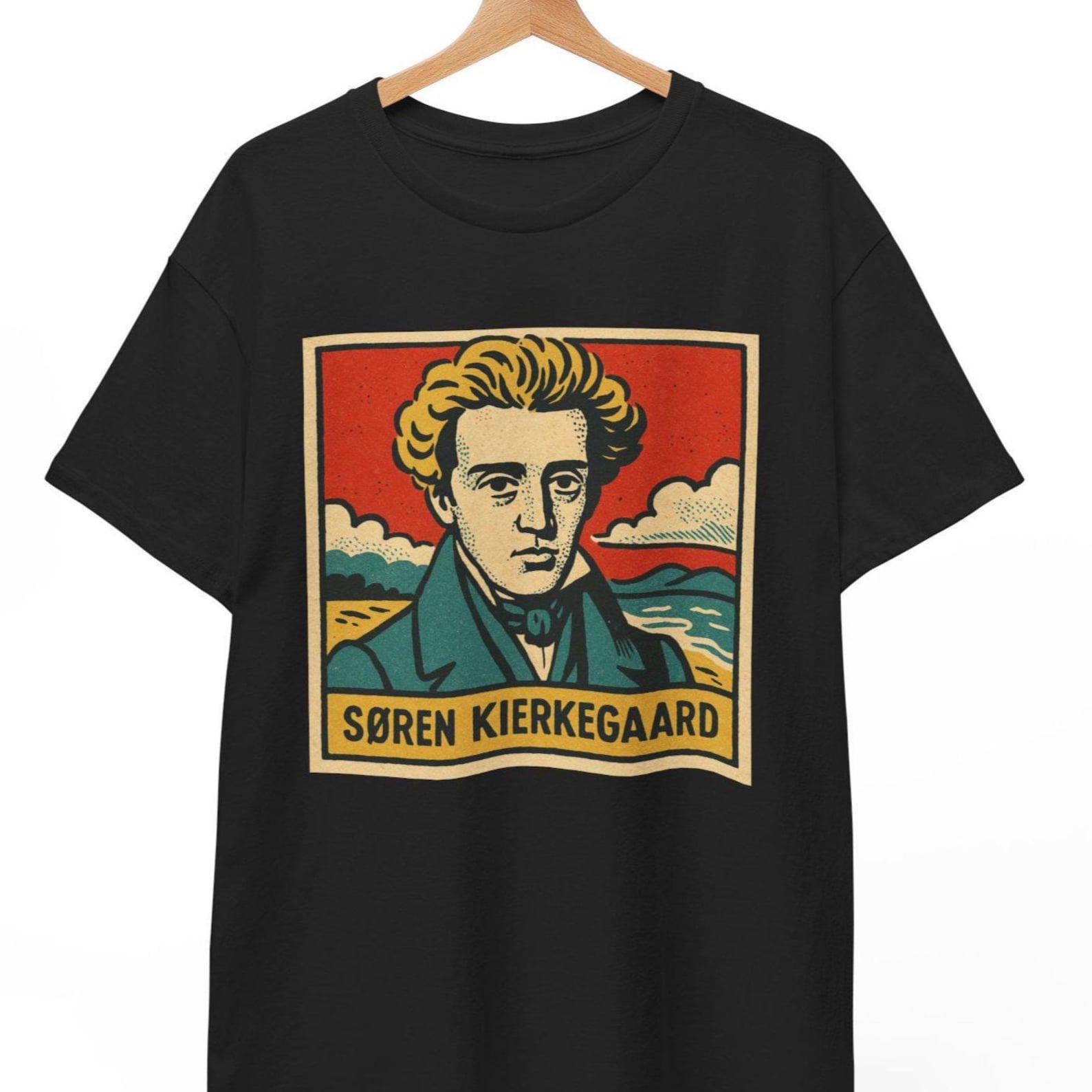 Soren Kierkegaard Comic T-Shirt: Retro Philosopher Graphic Tee 2XL