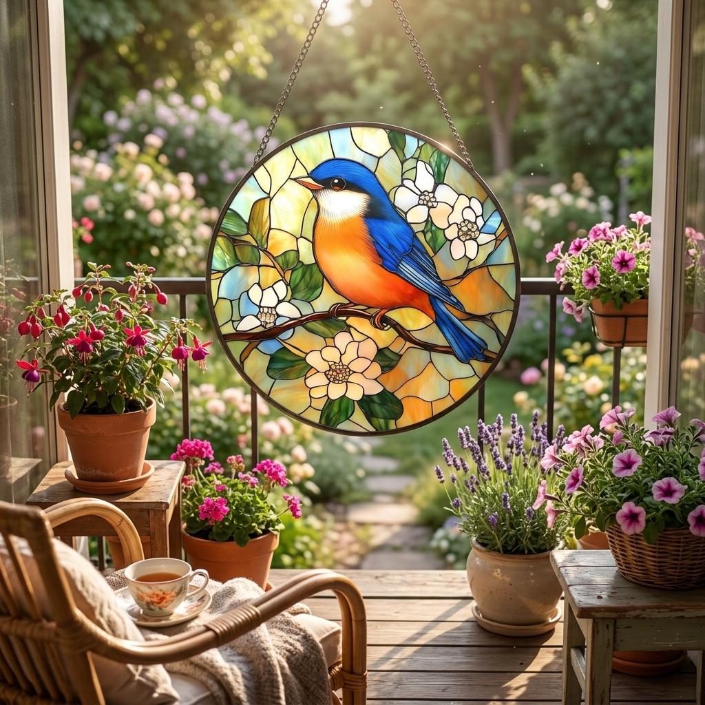 Modern Halloween Dragonfly Pattern Stained Glass Suncatcher 20cm/7.87inch Hanging Window Decor Hand-Painted