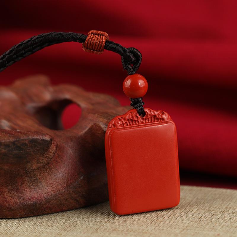 

Ожерелье из киновари высокой чистоты, бусины-перевертыши на год рождения для мужчин и женщин, кулон «Пин Ань» (мир и спокойствие), независимо от бренда, кулон-мешочек с удачей.