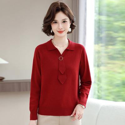 Mittelalte Mutter Frühling Neu Chiffon Oberteil Dünnes Hemd Langarm Frühling und Herbst Mittelalte und Ältere Frauen Sommer Pullover im westlichen Stil