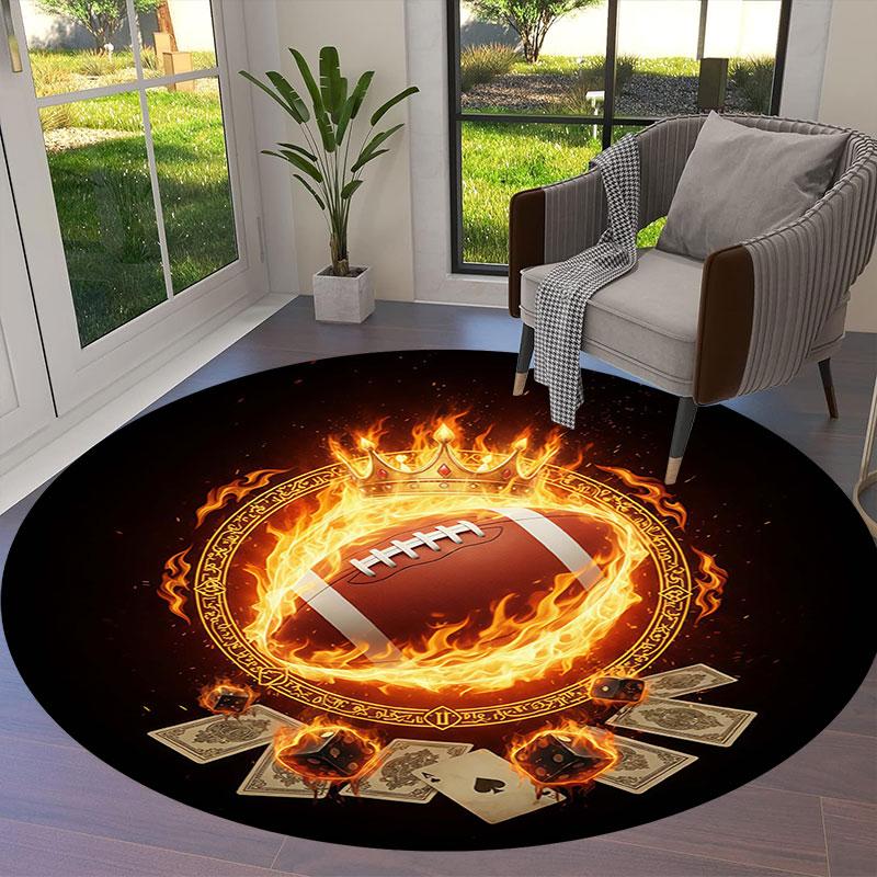 Burning Ball Round Area Rug,Carpet Rug for Living Room Bedroom Sofa Playroom Decor,Non Slip Floor Mat