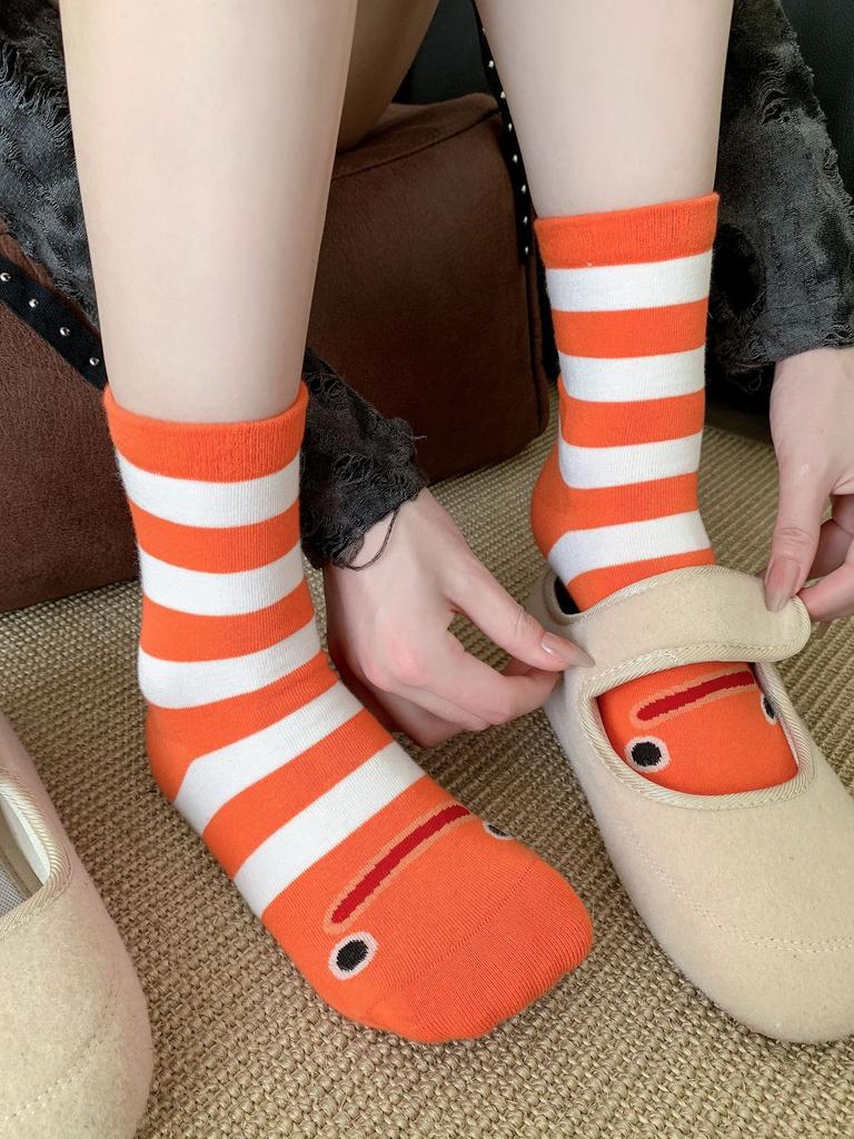 Okinawa Garden Eel Socks Cotton Sweat-Absorbing Breathable Tube Socks Cartoon Funny Fun Boneless Socks