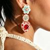 Charm Asymmetrical Enamel Dangle Earrings Flower Bohemian Dangle Earring  Women