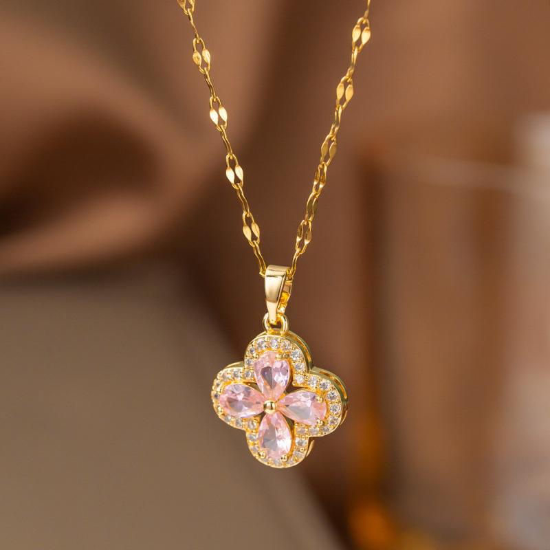 Four-leaf Clover Necklace for Women Fashionable Accessible Luxury Popular Exquisite Clavicle Chain