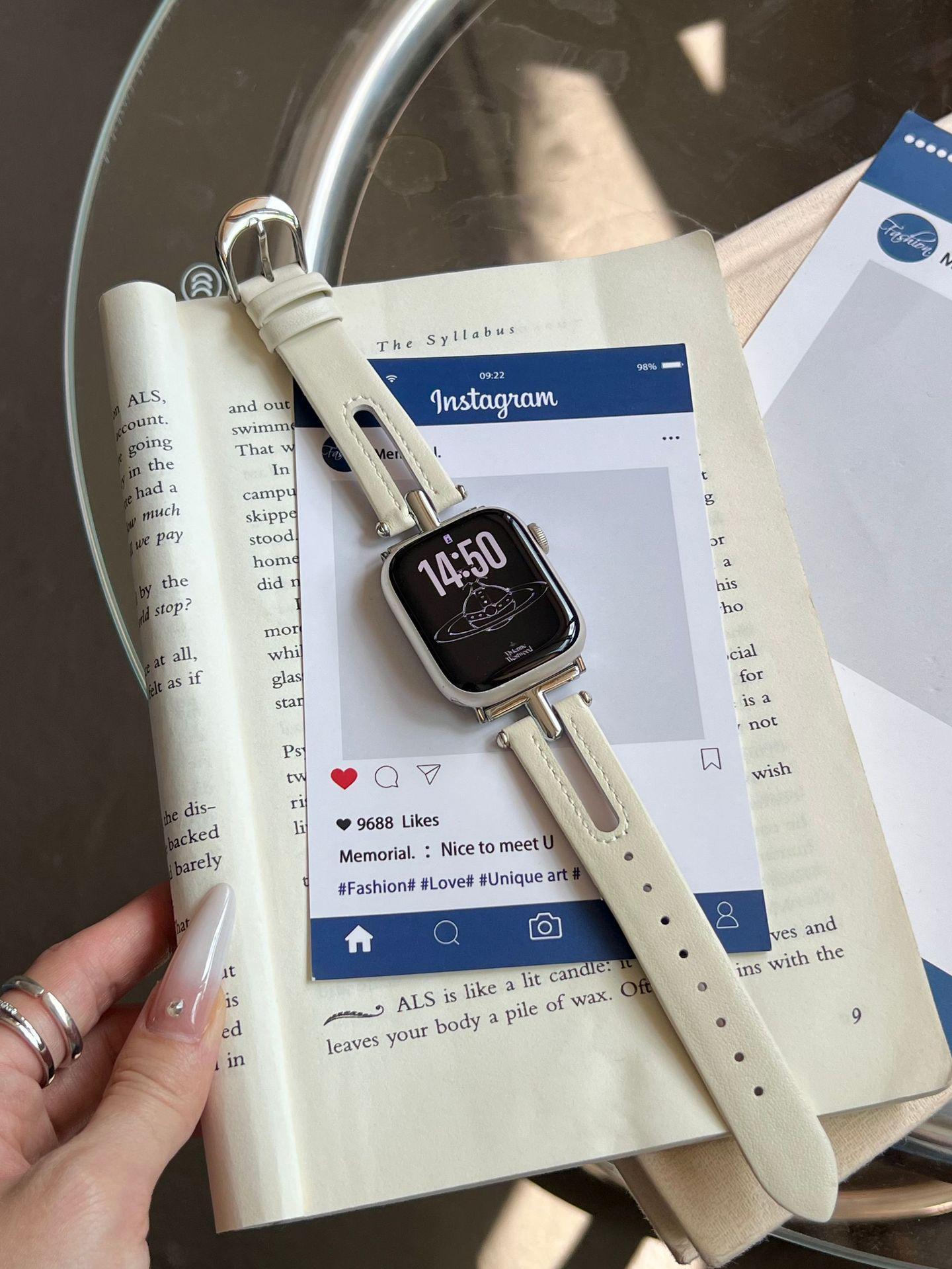 

T-shaped Hollow U Leather Strap for Apple Watch iWatch 11th Gen Ultra/SE 42/44/45/46/49