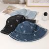 Fashionable washed denim anchor fisherman hat, Korean version simple sun hat, suitable for going out and playing