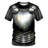 Medieval Armor T-shirt, Cosplay 3D Print, Summer Street Style Short-Sleeve T-shirt, Stylish and Comfortable Children's T-shirt