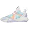 Bubble Bomb Basketball Shoes Men's Low Top Ivory White/Fluorescent Aqua/Light Rainbow Pink Sneakers 112211603Q-5