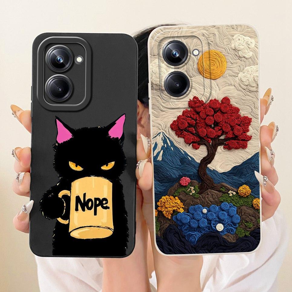 Cat Chinese Loong Dragon Painting Casing For Realme 10 10Pro 10 Pro Plus Phone Case Matte Liquid Silicone Soft Bumper Cover